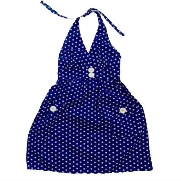i love lucy blue polka dot dress Lucy Polka Dot Midi Dress in Navy Blue – Smash + Tess main image 1
